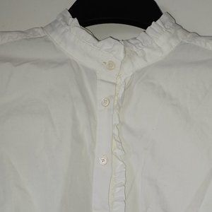 LOFT 3/4 Button Down w/ High Collar & Ruching Detail Sz S